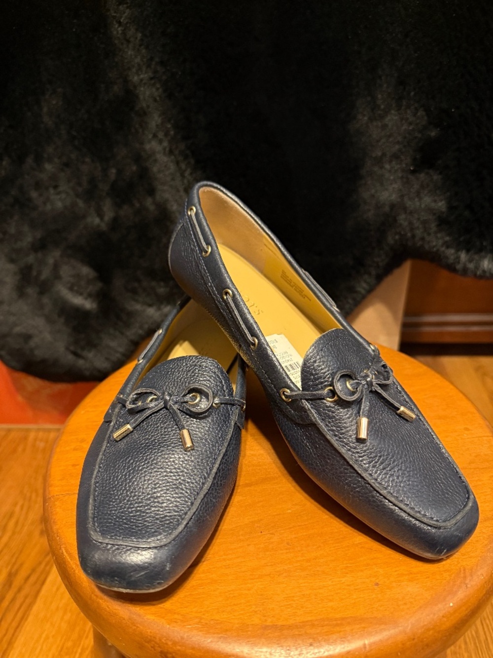 Talbots tie pebbled leather loafer
